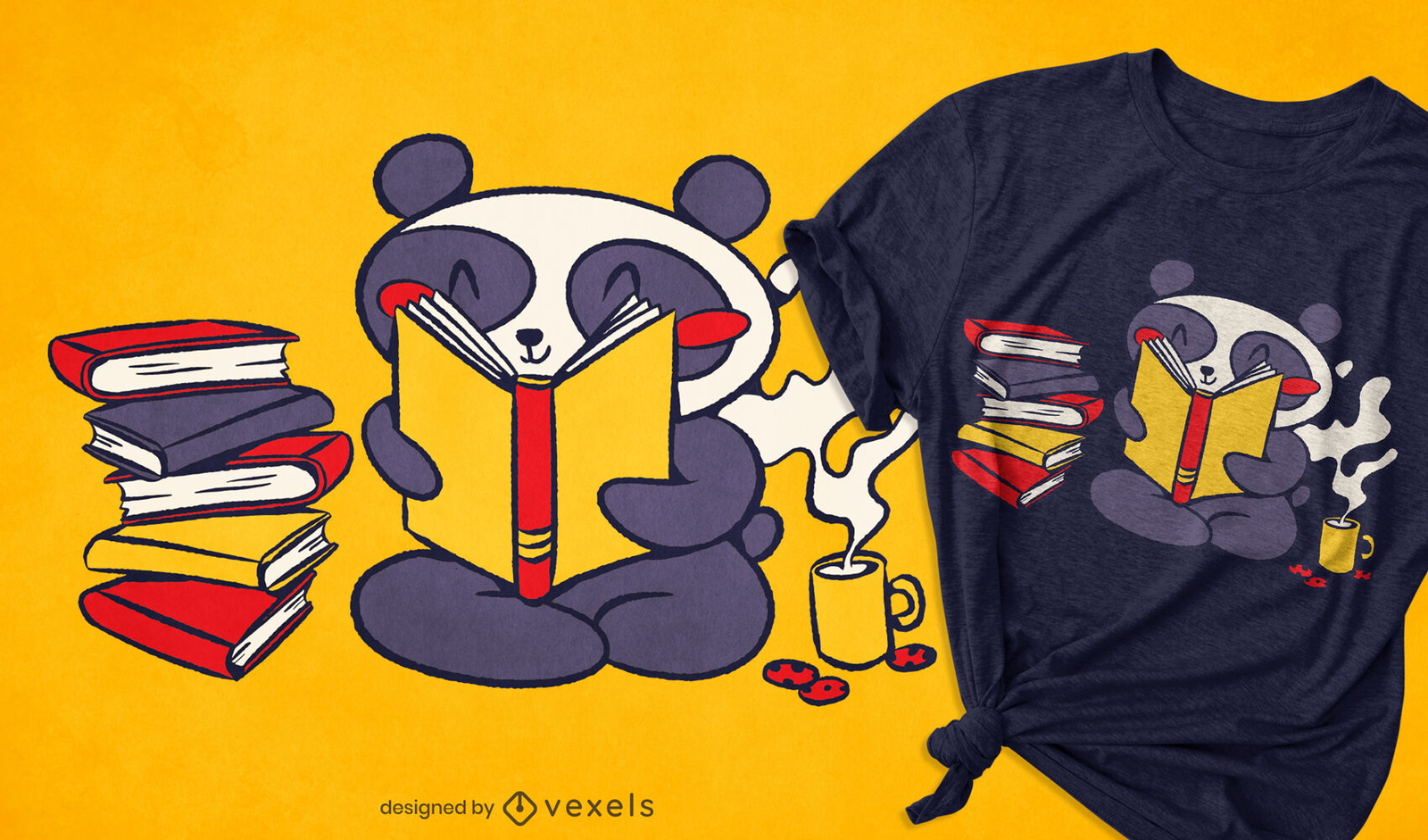 Diseño de camiseta de lectura de panda.