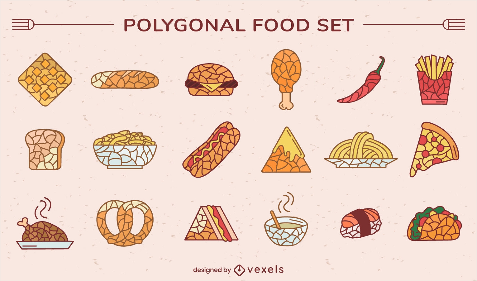Polygonales Fastfood-Set