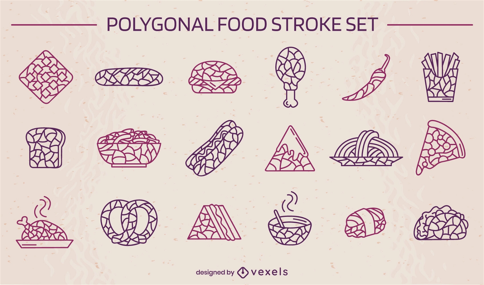 Polygonales Fast-Food-Stroke-Set