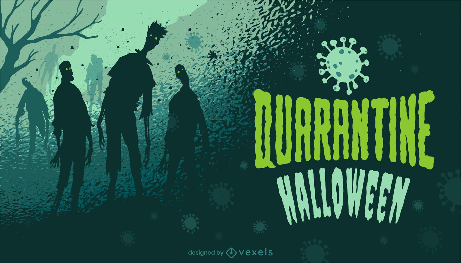 Ilustração de Halloween zumbi em quarentena