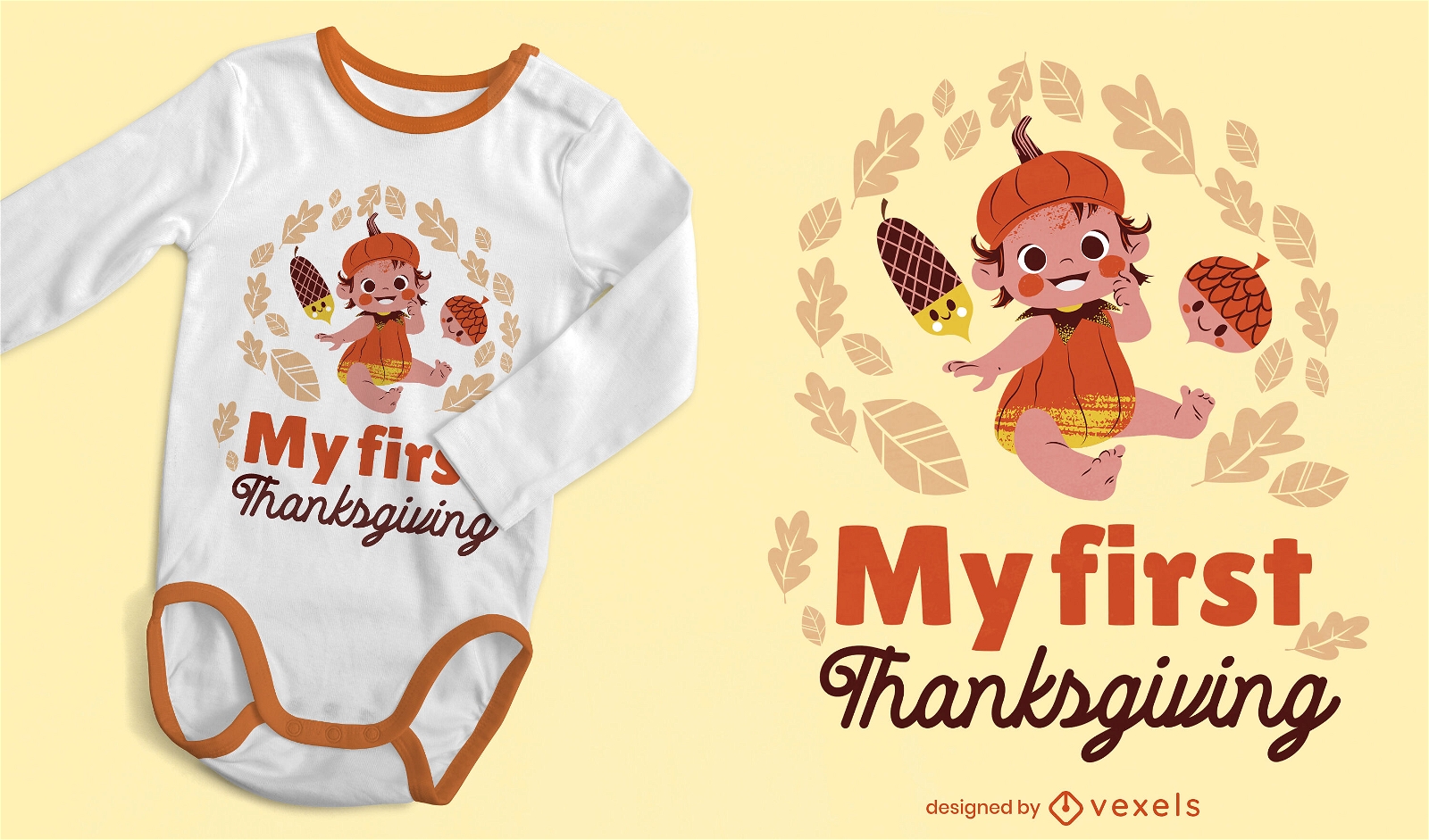 Thanksgiving-K?rbis-Kind-Strampler-T-Shirt-Design