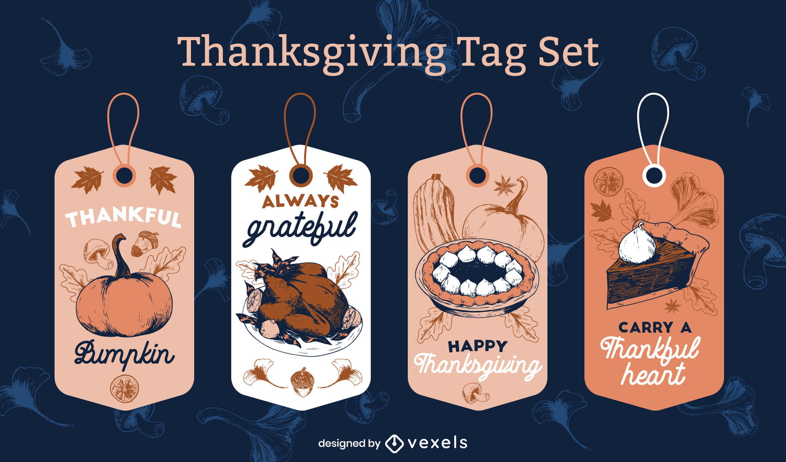 Thanksgiving traditional food tag set