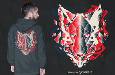 Wolf head polygonal animal t-shirt design