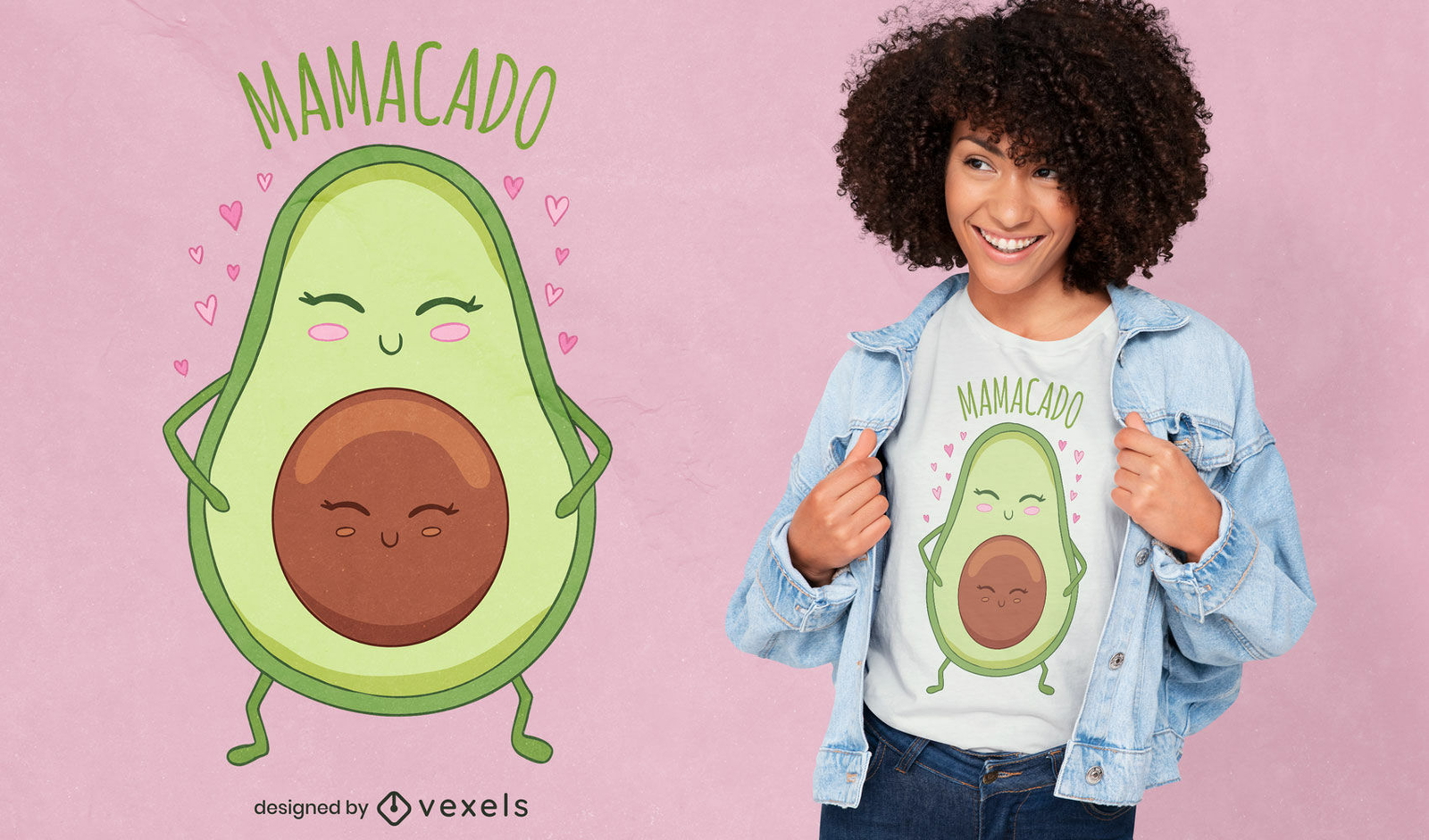 Diseño de camiseta de dibujos animados lindo mamá aguacate