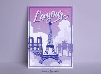 Eiffel tower paris france poster design