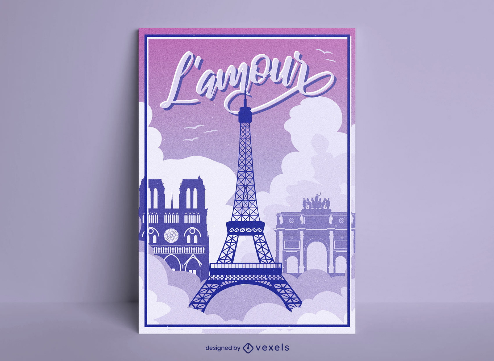 Diseño de cartel de torre eiffel parís francia