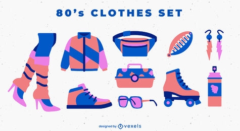 Retro 80's fashion and accesories set
