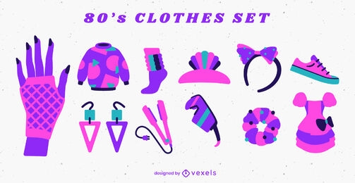 80s clothing set flat