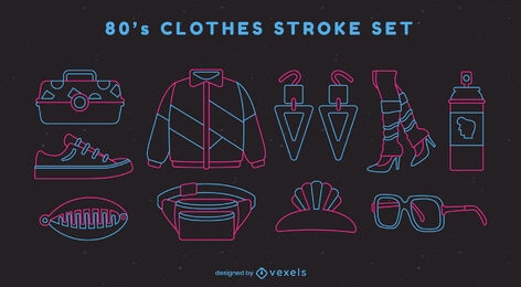 Conjunto de trazos de ropa de los 80