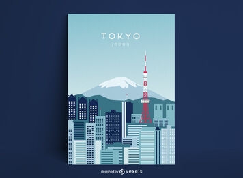 Plantilla de cartel japonés de la ciudad de tokio