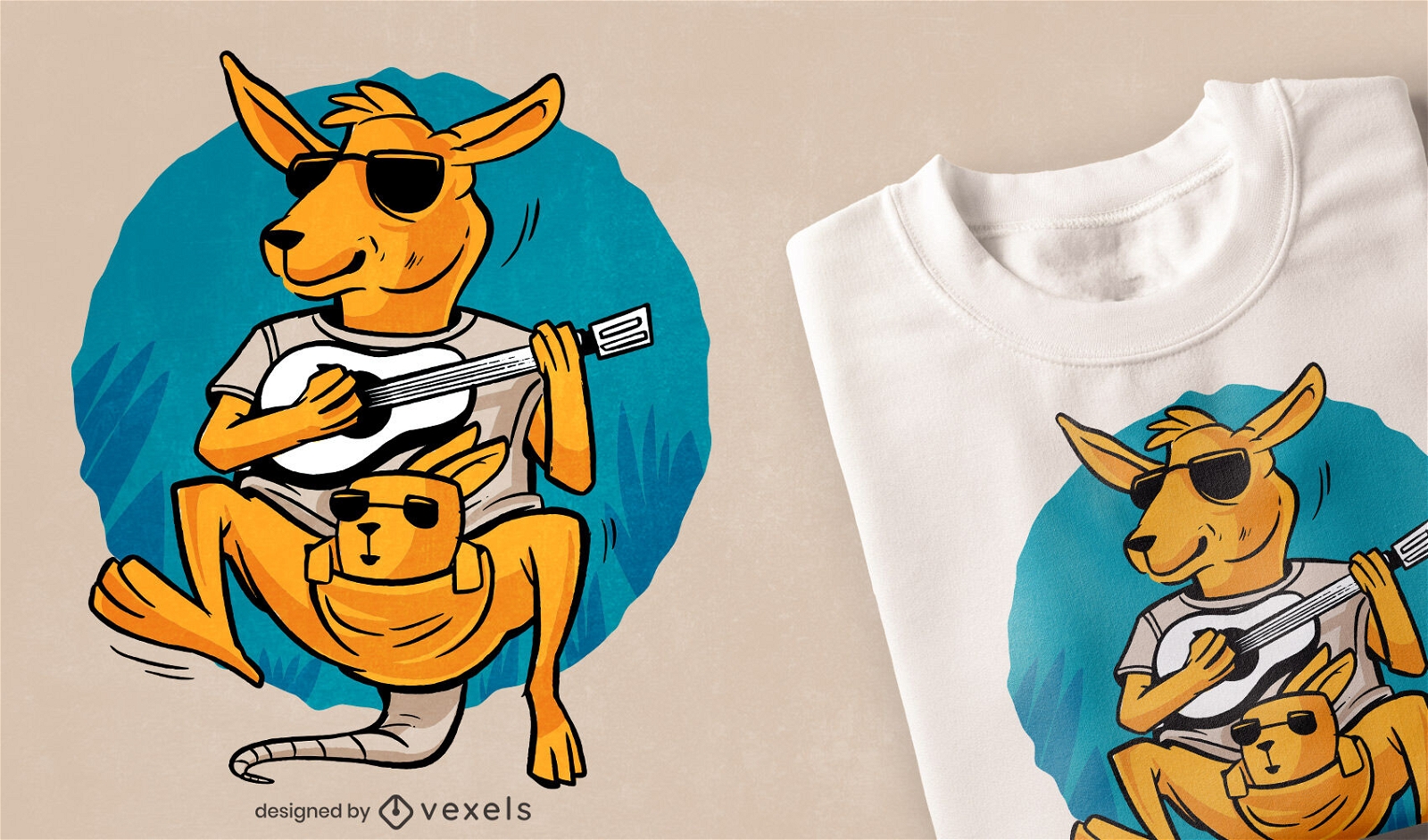 Canguru com design de camiseta de guitarra infantil
