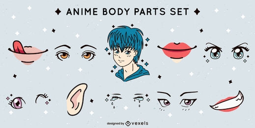 Anime Kawaii Gesichtsteile Set