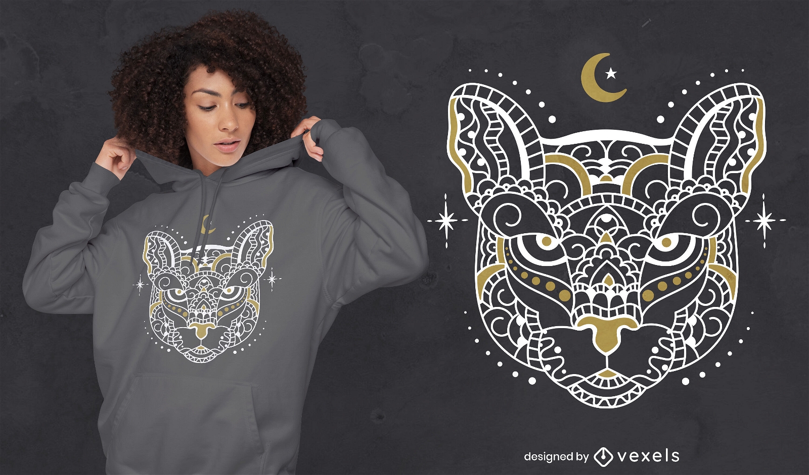 Diseño de camiseta de animal salvaje Mandala tiger