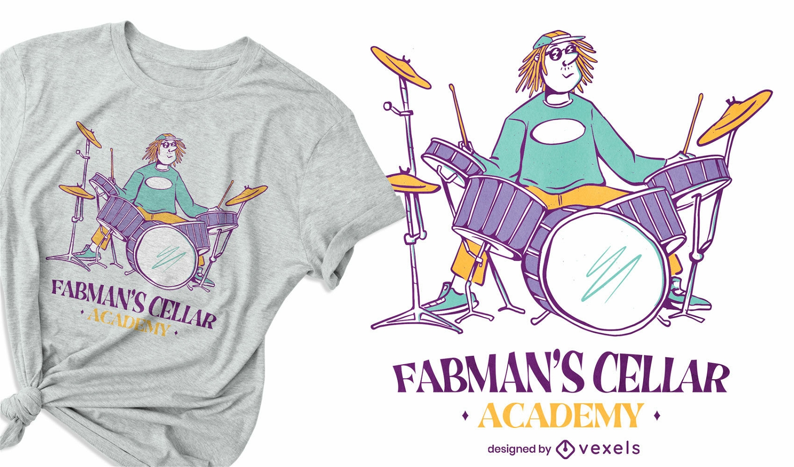 Design de t-shirt de músico de instrumento de bateria