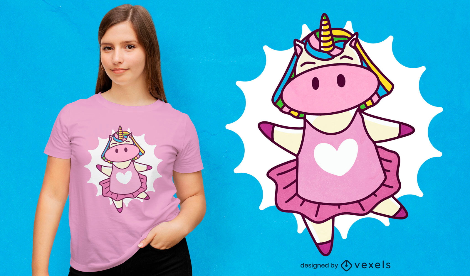 Diseño de camiseta unicornio bailarina.
