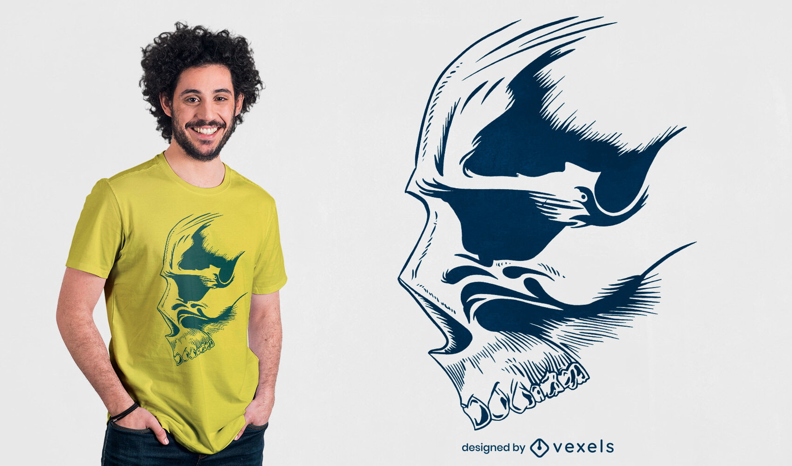 Skull face hand drawn t-shirt design