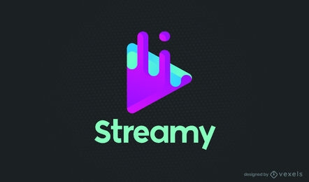Streaming gradient play symbol logo template