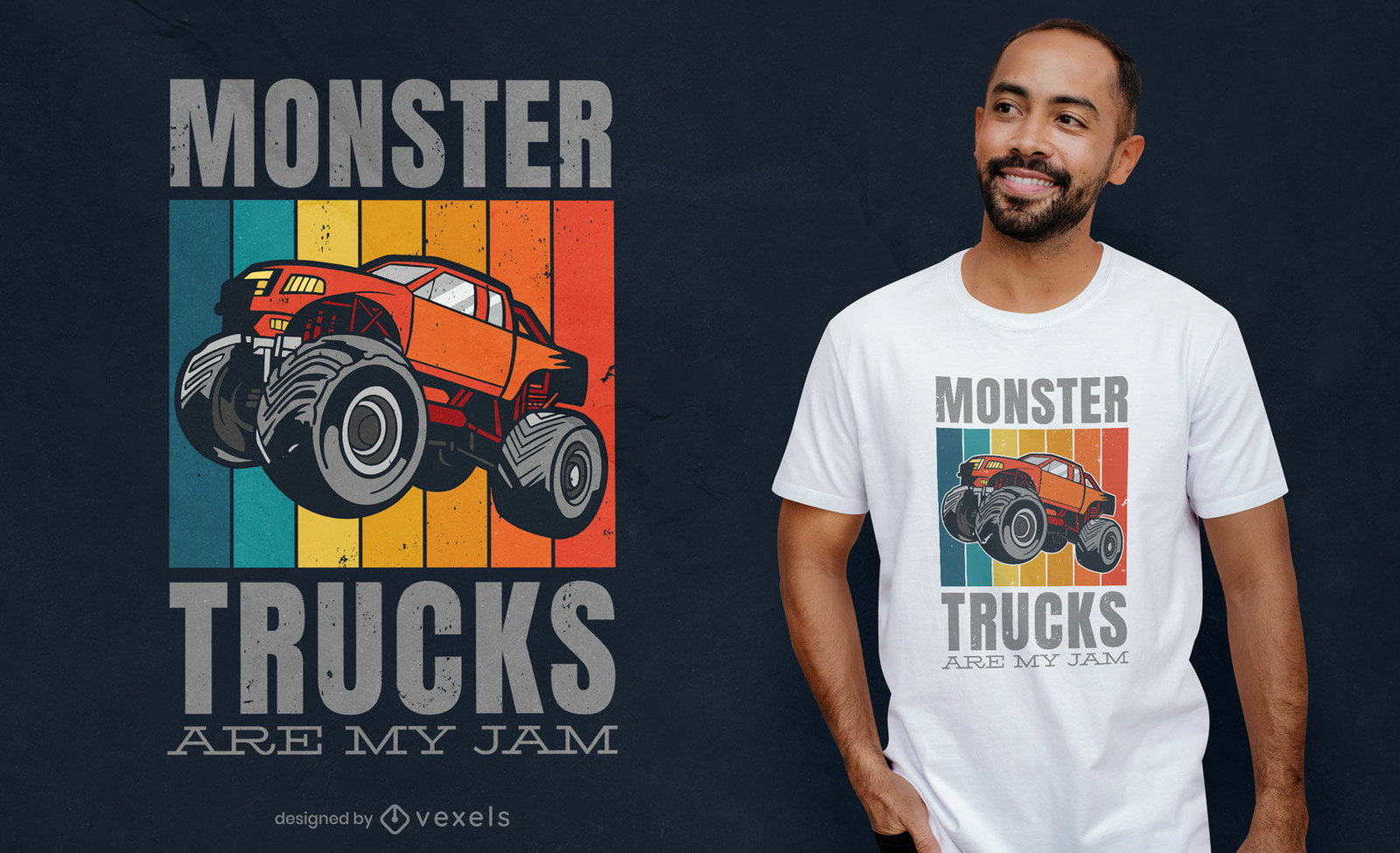 Diseño de camiseta de cita de fan de monster truck