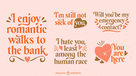Valentines day love lettering set