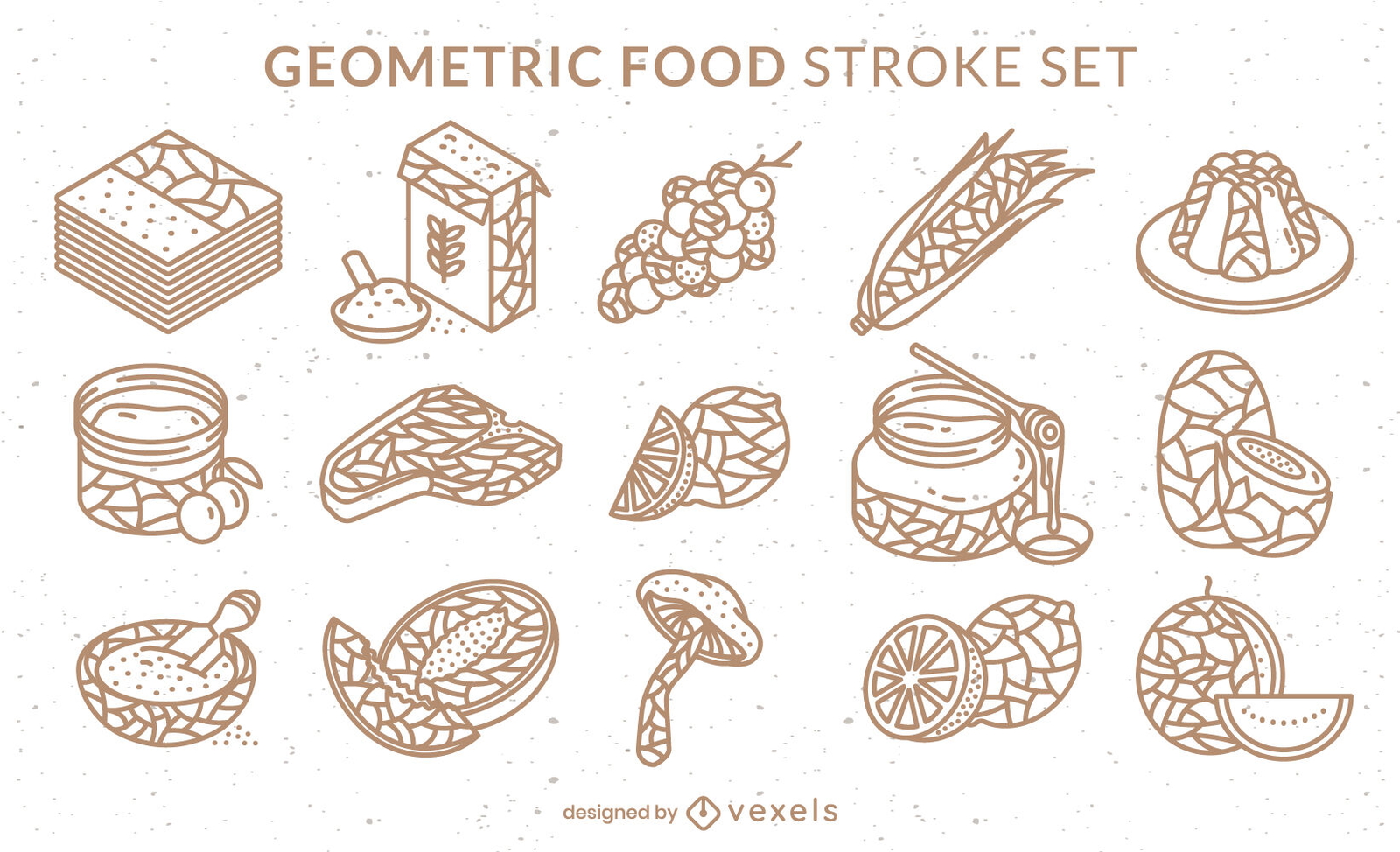 Conjunto de trazos geométricos de ingredientes alimentarios