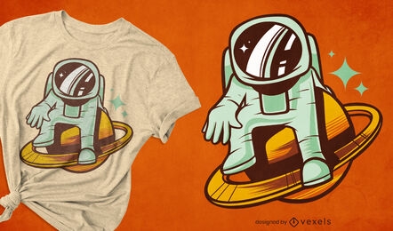 Astronaut in saturn space t-shirt design