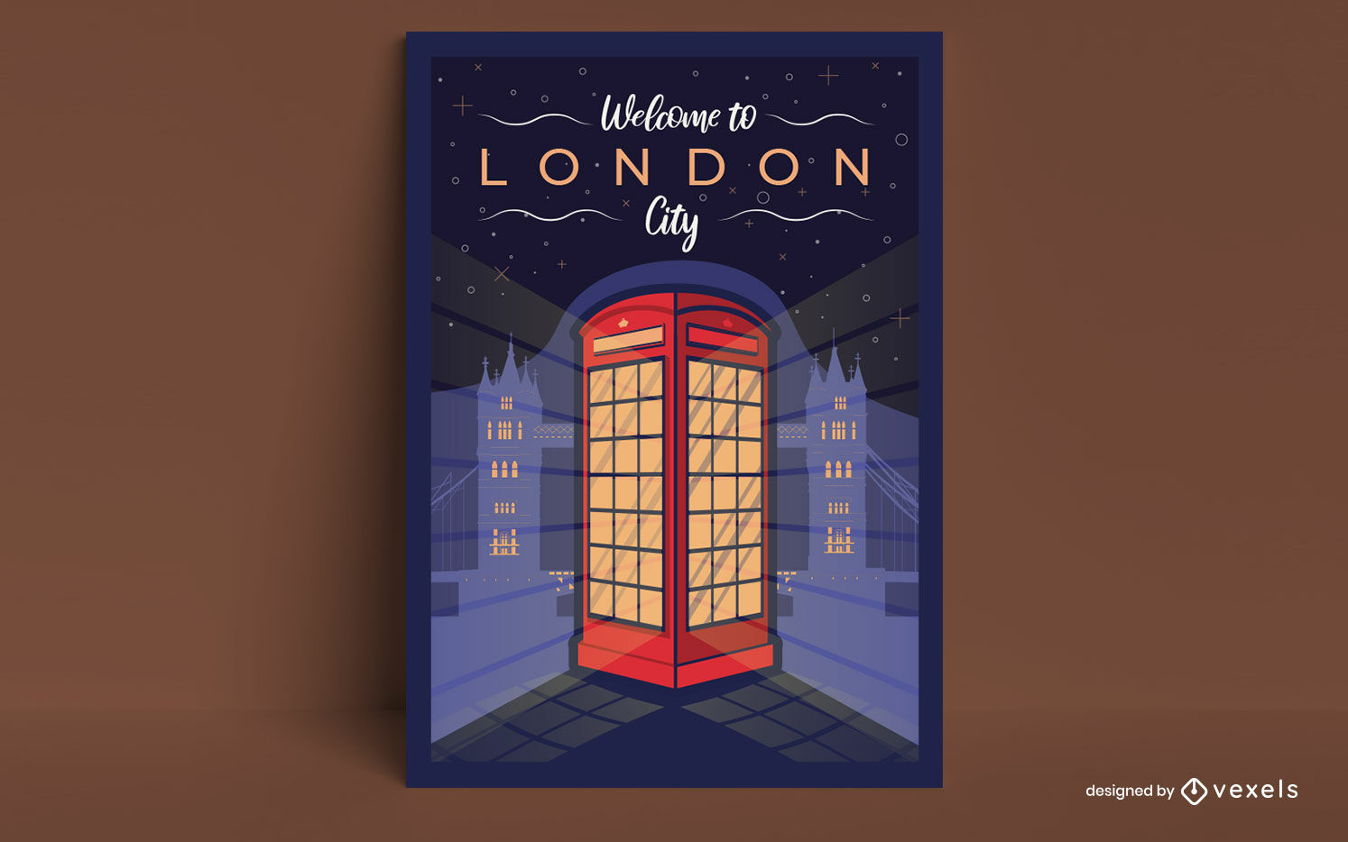 Diseño de cartel de cabina telefónica de la ciudad de Londres.