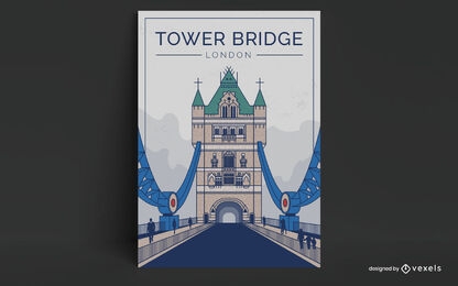 London bridge landmark travel poster design