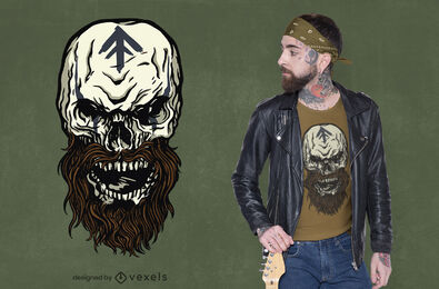 Design de camiseta do monstro com caveira Viking