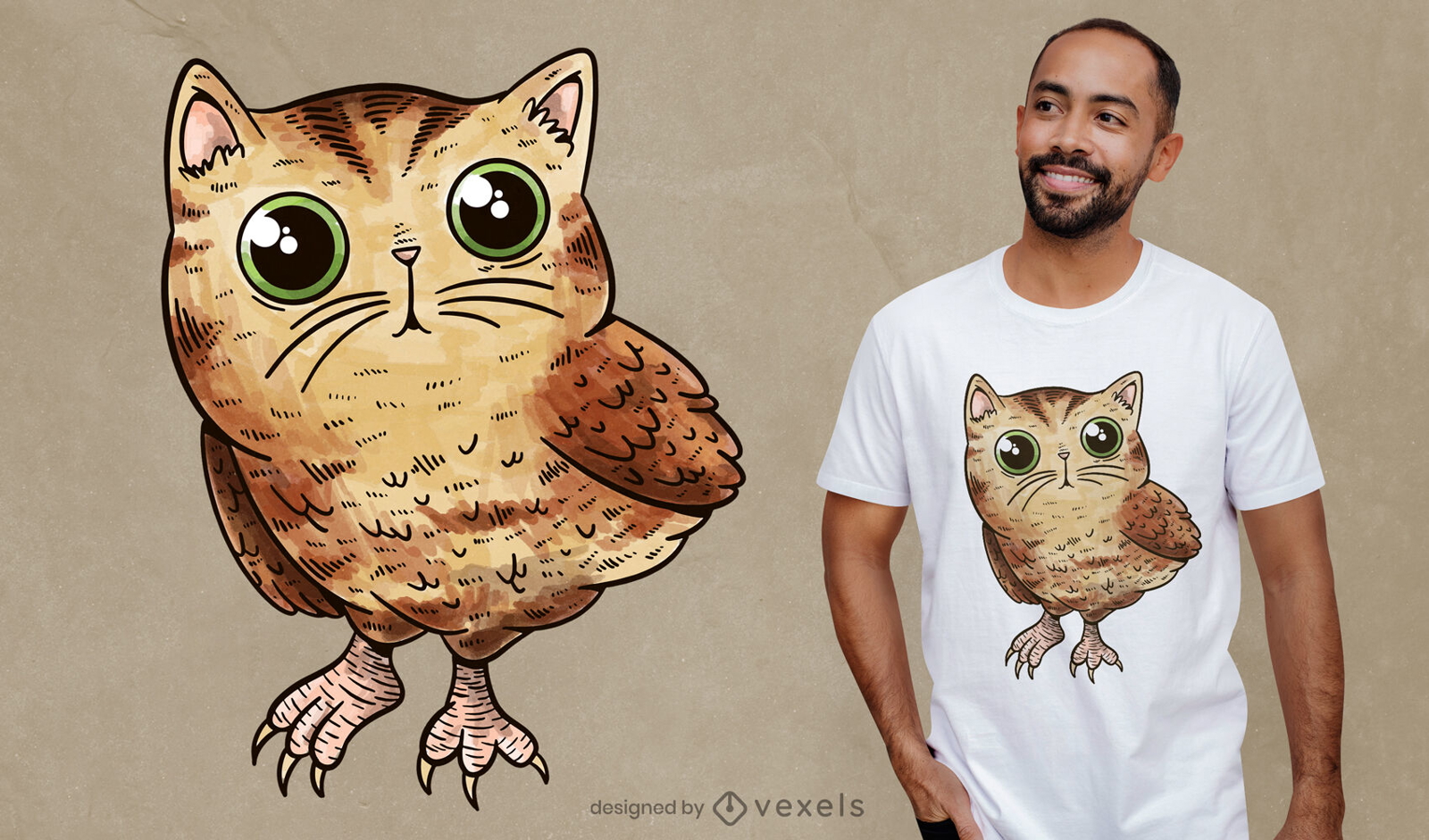 Design de t-shirt gato coruja