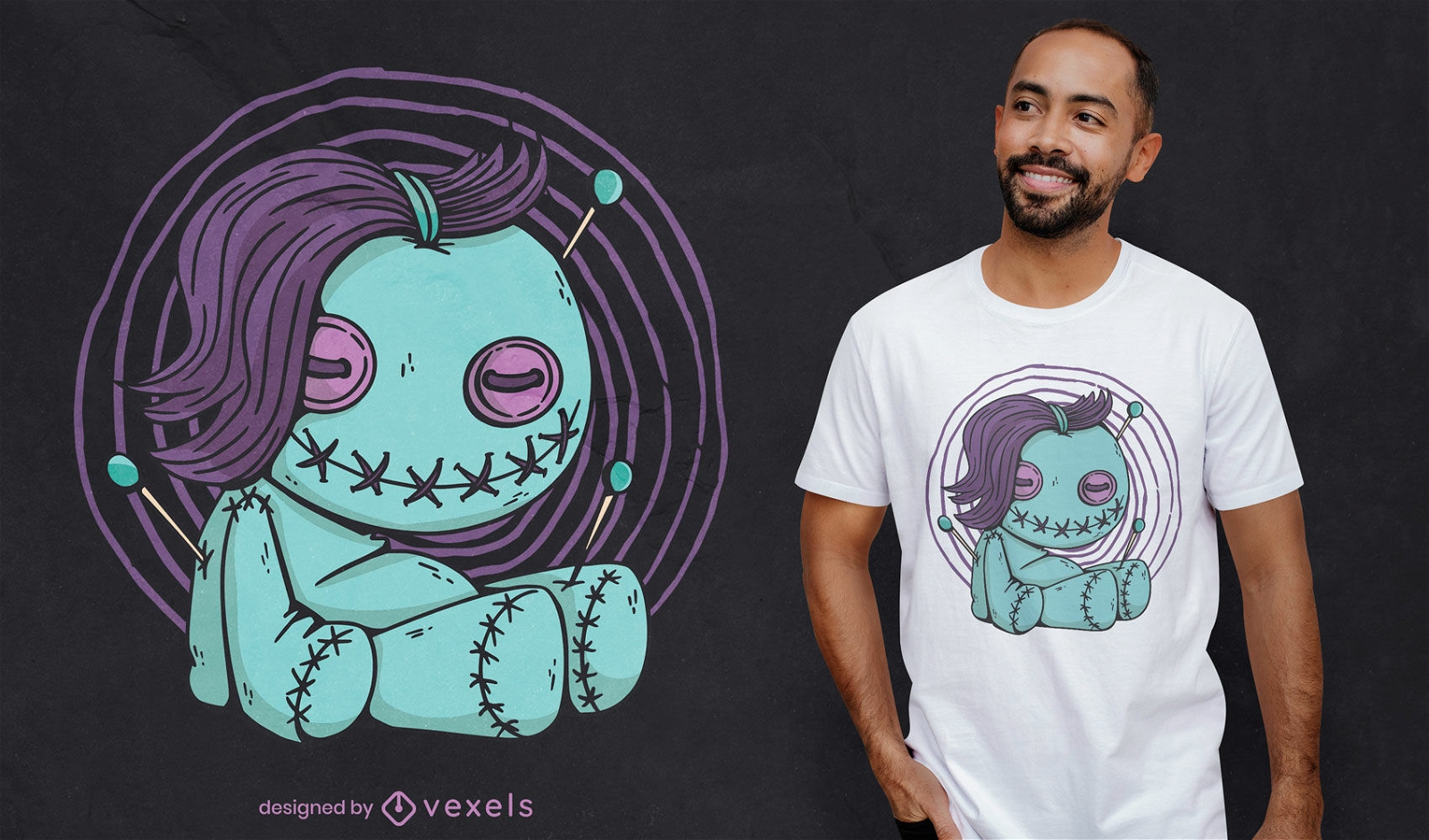 Smiling voodoo doll t-shirt design