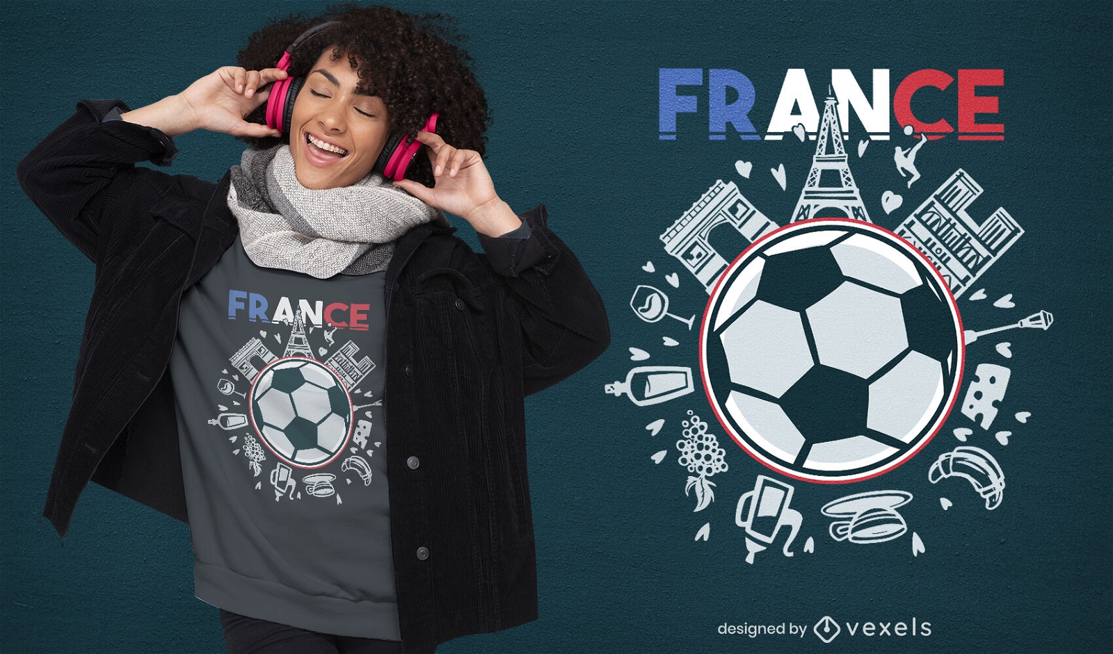 French culture landmarks t-shirt design