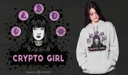 Diseño de camiseta Crypto Girl