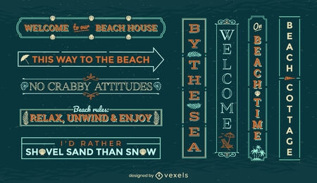 Conjunto de letreros de playa de insignia de vacaciones de verano