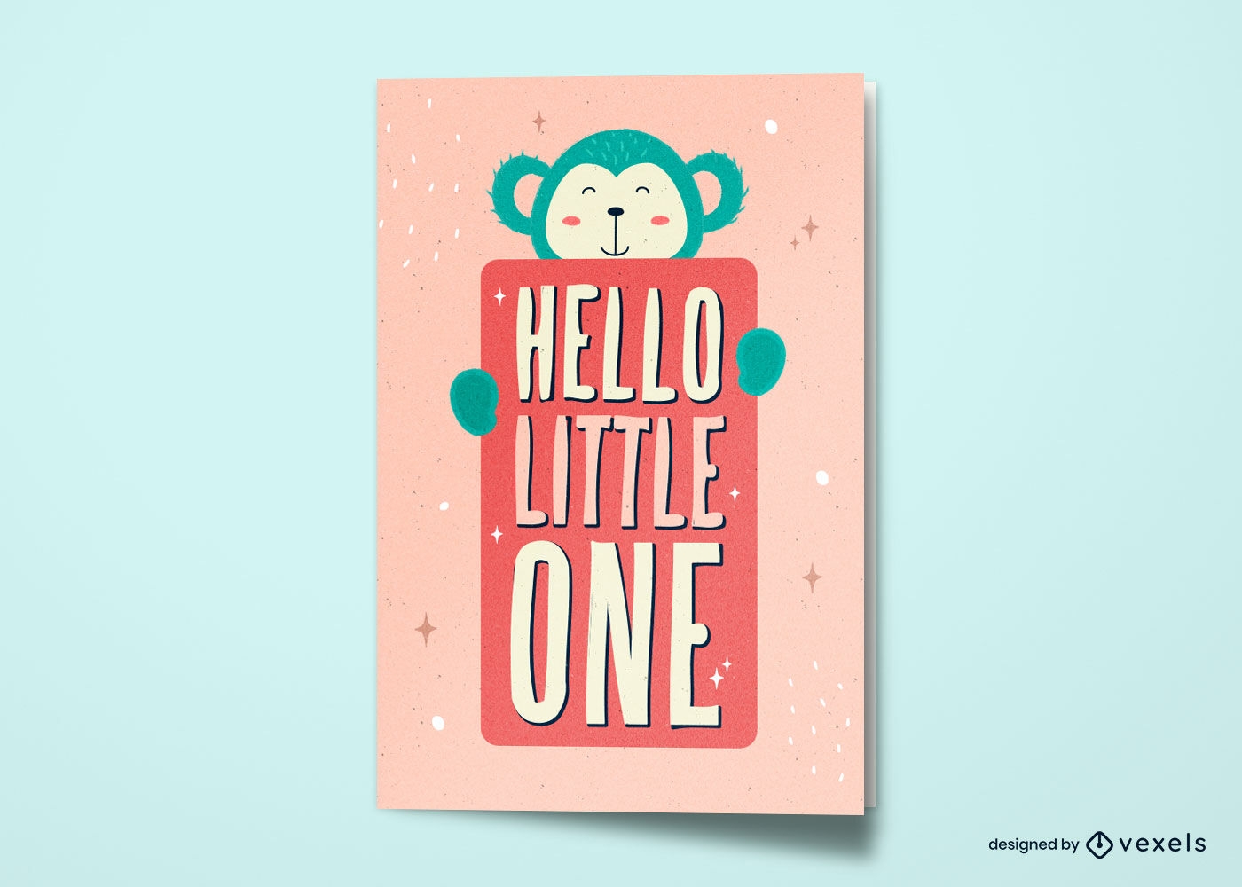Cute monkey new baby greeting card design