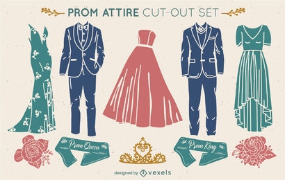 Prom party fancy clothing cut out set