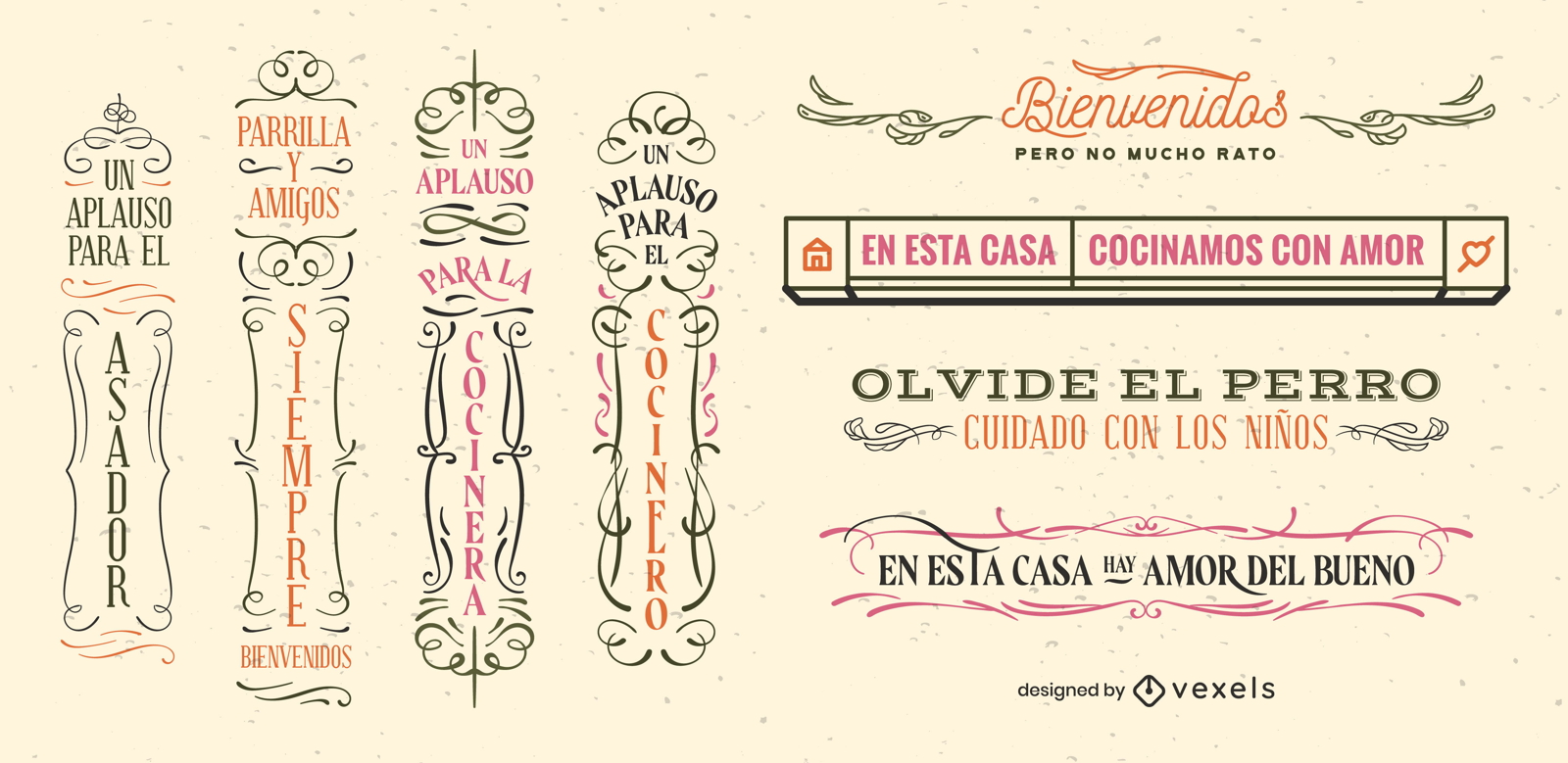 Spanische Zitate Zeichen Vintage-Abzeichen-Set