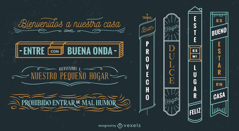 Spanish language quotes signs set
