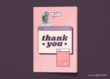 Thank you greeting card vaporwave design
