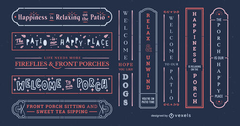 Porch signs quote label set