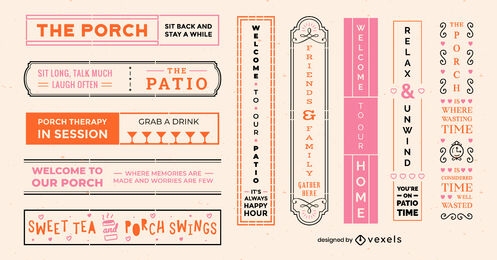 Patio and porch signs cut out label set