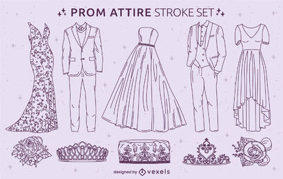 Prom formelle Partykleidung Strichset