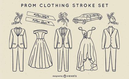 Formal attire prom party celebration stroke set