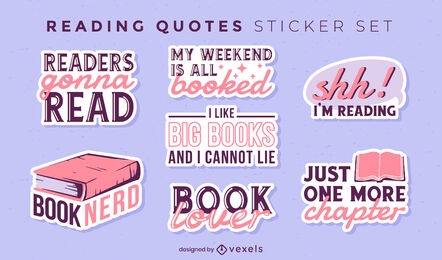 Bücher lesen Hobby Sticker Zitate Set