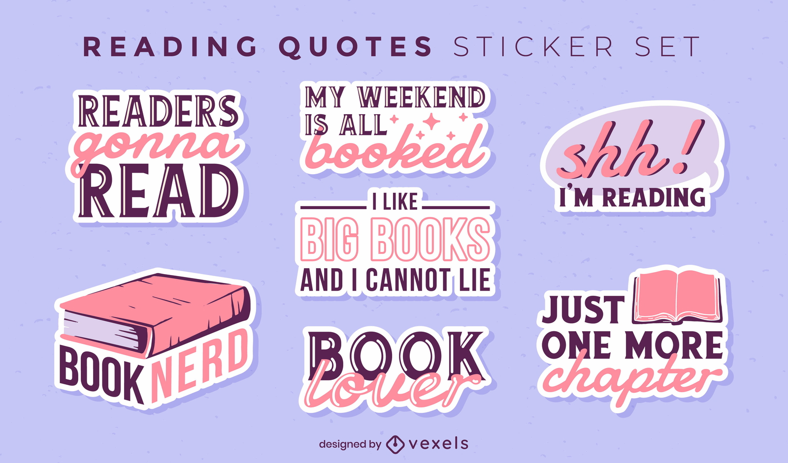 Bücher lesen Hobby Sticker Zitate Set