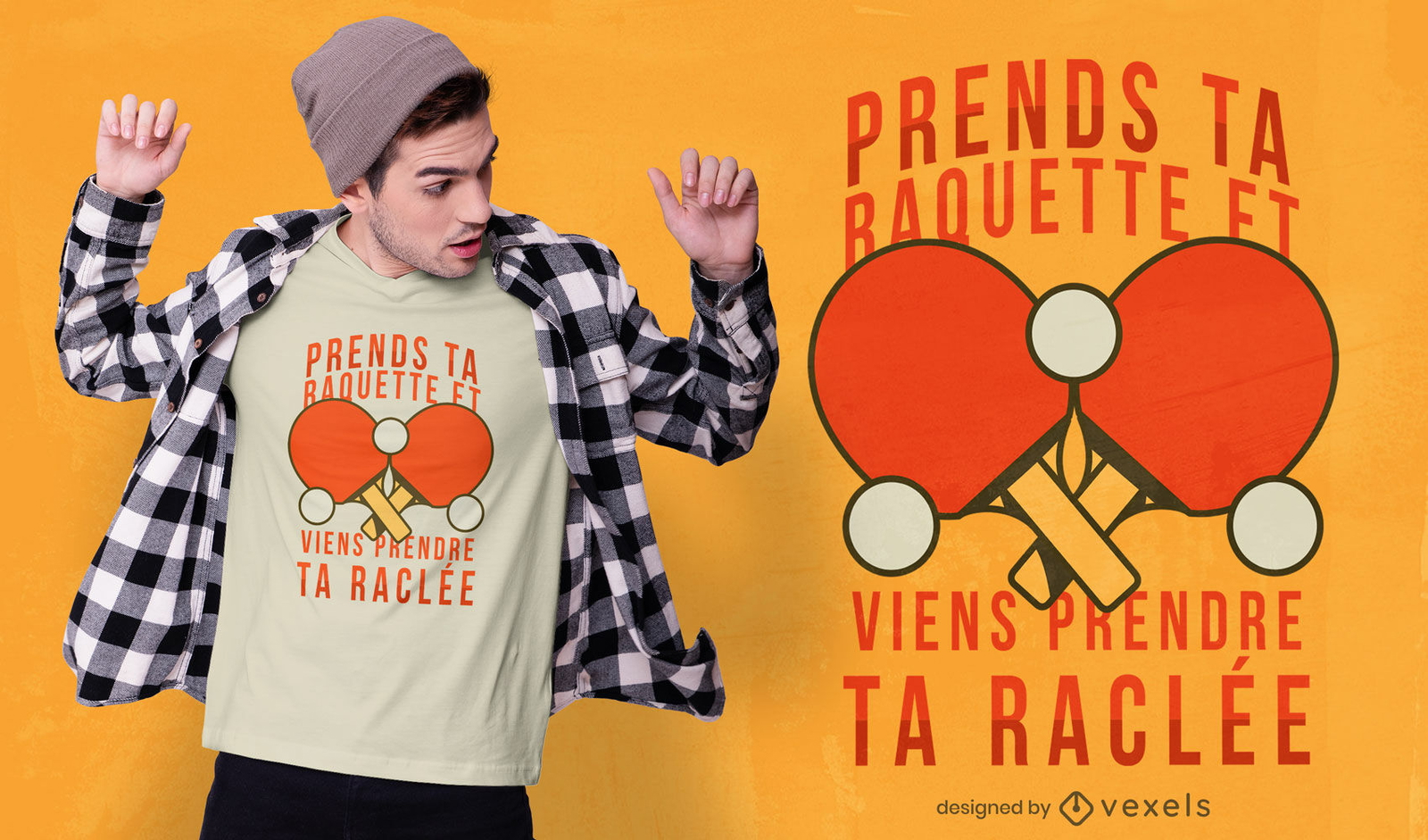 Design de t-shirt de citação de raquetes de pingue-pongue