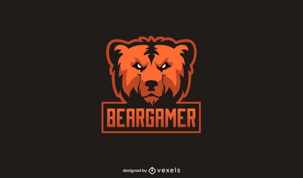 Diseño de logotipo de animal salvaje de oso de juego