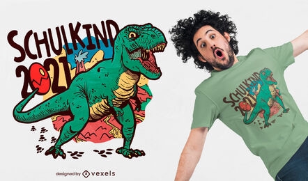 Design de camisetas 2021 da escola de dinossauros T-rex