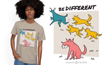 Diseño de camiseta de doodle de lobos y ciervos.