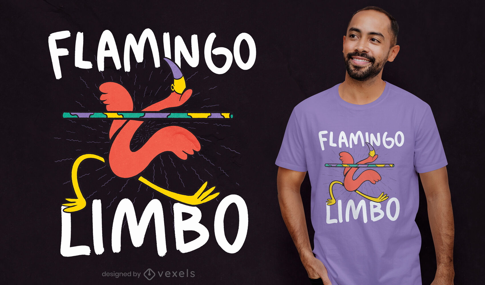 Diseño de camiseta flamingo limbo dance