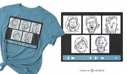 Design de camisetas engraçadas para um encontro online com um político